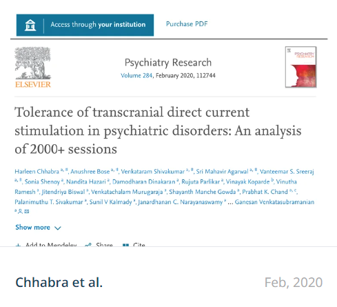 Tolerância da estimulação transcraniana por corrente contínua em transtornos psiquiátricos