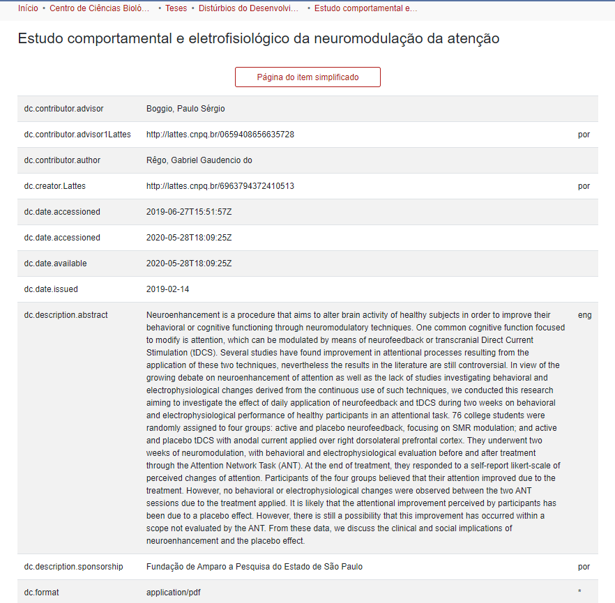 Estudo comportamental e eletrofisiológico da neuromodulação para o tdah